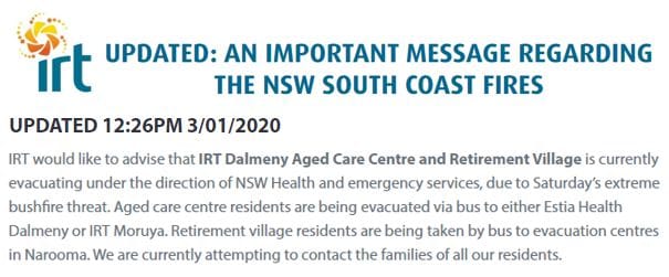 IRT’s experience of the bushfire crisis: RACs confronting a 12-day emergency