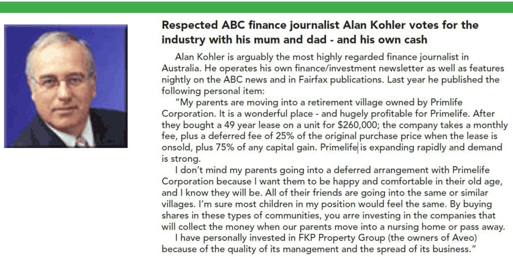 Alan Kohler goes rogue on retirement villages – seven years later