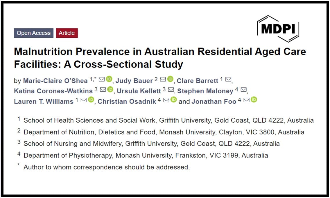 40% of aged care residents malnourished study shows