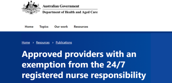 Over 70% of aged care homes eligible for 24/7 RN exemption now approved