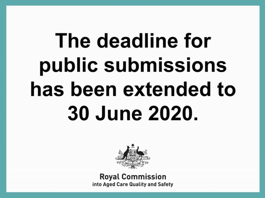 Royal Commission extends deadline for aged care submissions to 30 June 2020