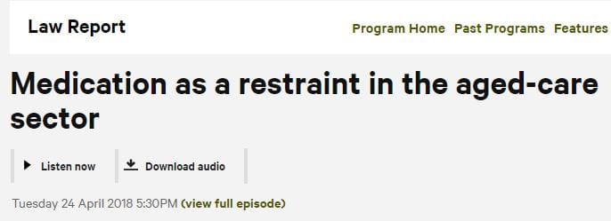 16% of US aged care residents given anti-psychotics without diagnosis: ABC Radio National