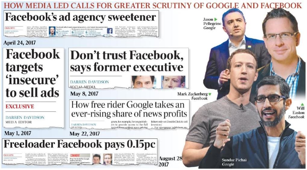 Australia leading the world in prosecuting Google and Facebook.