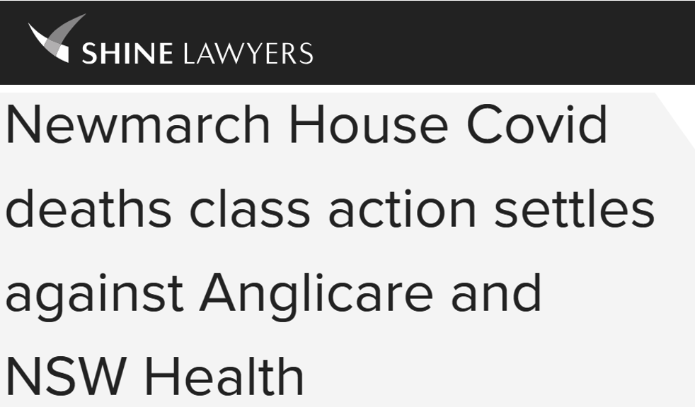 Confidential settlement on Anglicare Sydney's Newmarch House COVID-19 class action