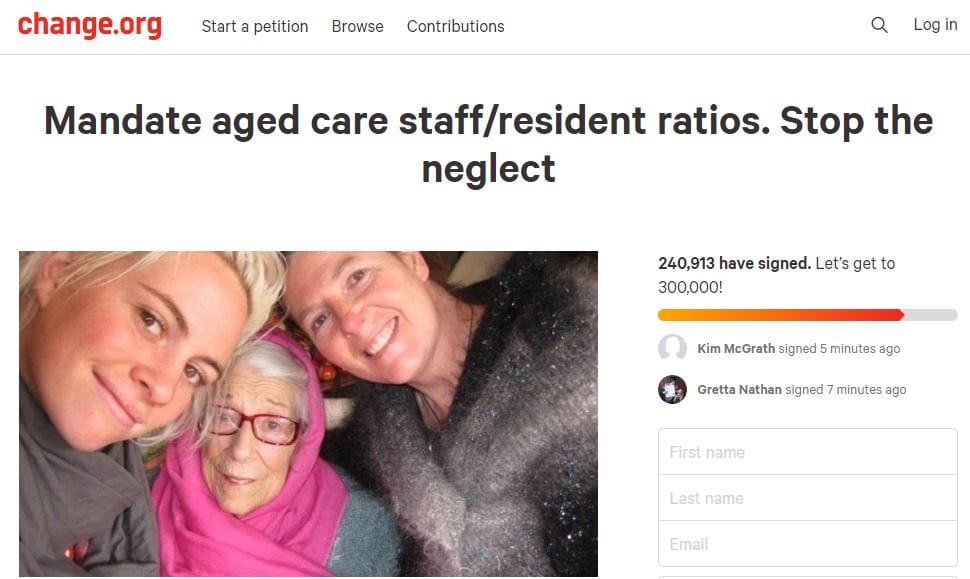 240,000-signature petition to mandate aged care staff ratios to be presented to Ken Wyatt this week