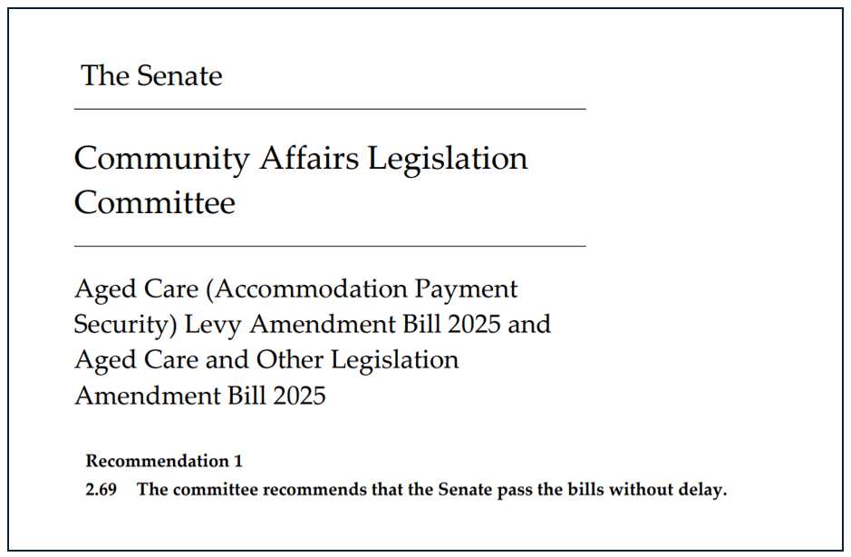 Senate Inquiry presses for urgent passage of Aged Care Act changes