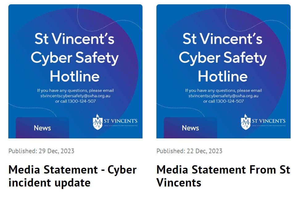 St Vincent's Health Australia still determining what data taken by hacker  post image