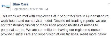 Blue Care addresses media scrutiny on proposed changes at QLD aged care facilities