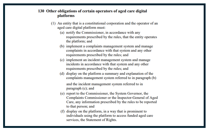 Online aged care platforms face tougher regulation: new Aged Care Act
