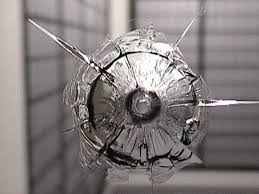 One bullet hole, extensive damage to aged care room