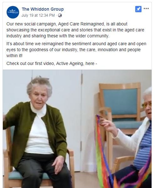 The Whiddon Group invests in good aged care news social campaign