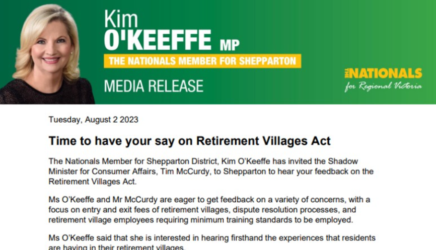 Opposition Victorian MPs seek public consultation on amendments to Retirement Villages Act
