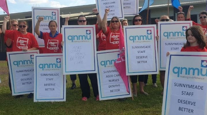 Aged care workers at private Caboolture (QLD) facility stage union backed public protest despite 9% pay offer