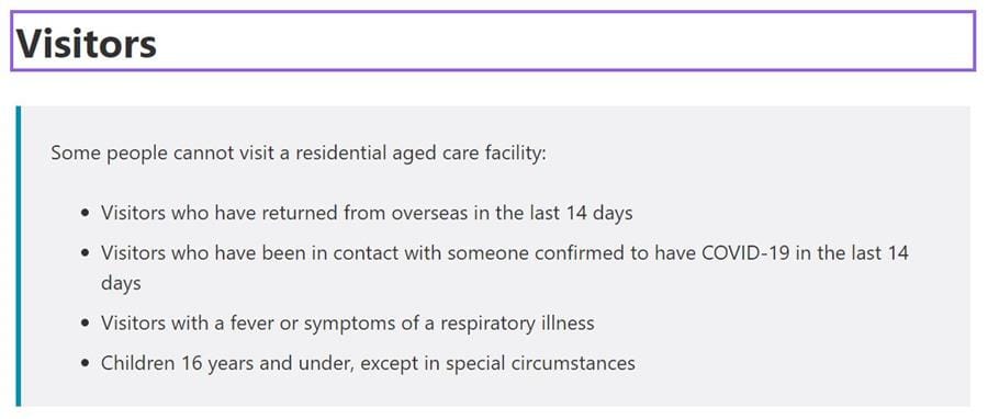 Federal Government two visitors per day restrictions – but South Australia and Tasmania both cut off access for public