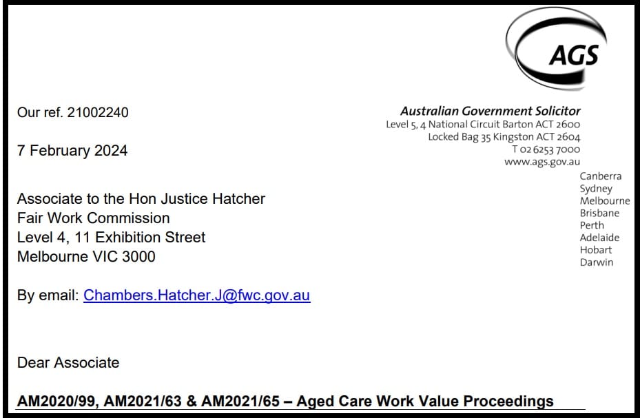 Government asks FWC to bring forward decision on Stage 3 of Work Value case