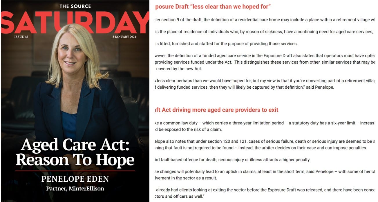 Only in SATURDAY: reason for hope for village operators in Aged Care Act draft  post image