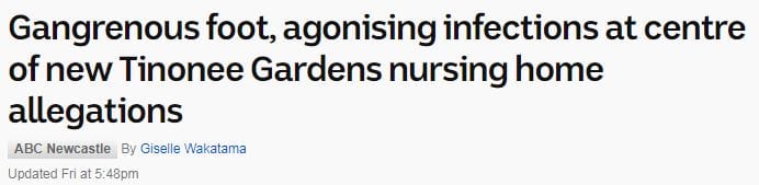 The ABC again exposes neglect at Tinonee Gardens aged care home