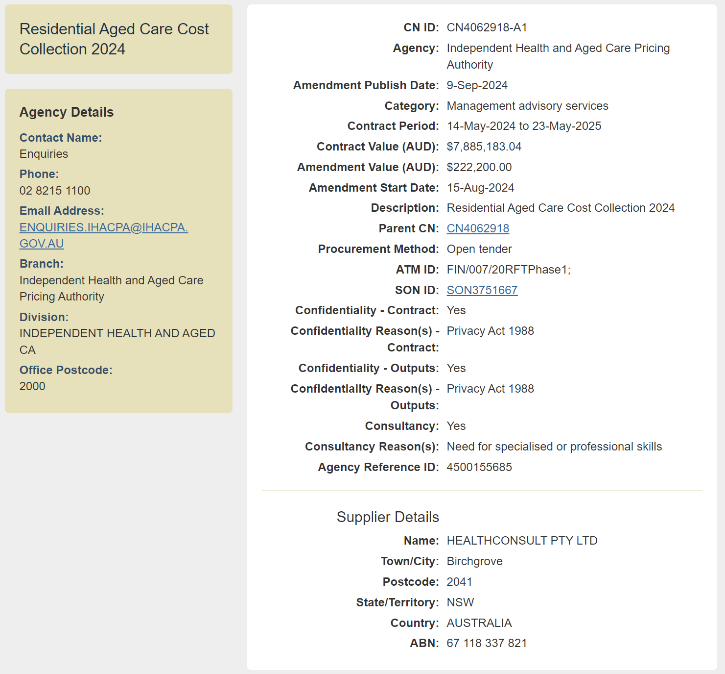IHACPA extends $8M consultant contract for 2024 Residential Aged Care Cost Collection