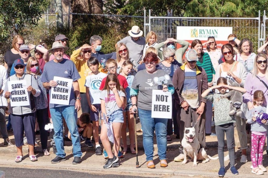 Residents unite to protest proposed Ryman Healthcare retirement village development in Mount Eliza, south of Melbourne