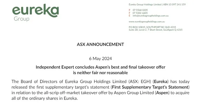 Aspen’s bid to buy the 52 rental retirement village operator Eureka is dead... for now