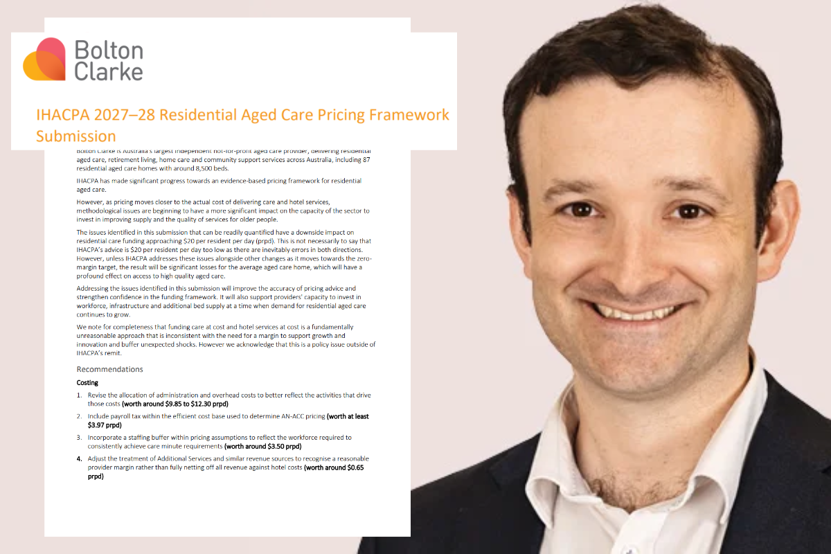 IHACPA methodology costing $20 per resident per day: Bolton Clarke