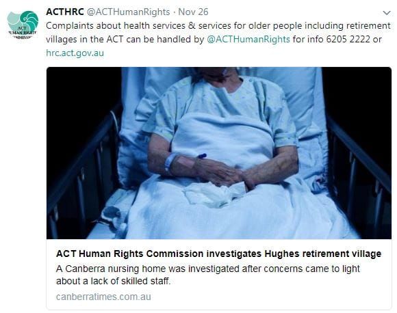 Canberra aged care home investigated for allegedly limiting advocates’ visits to disabled residents post image