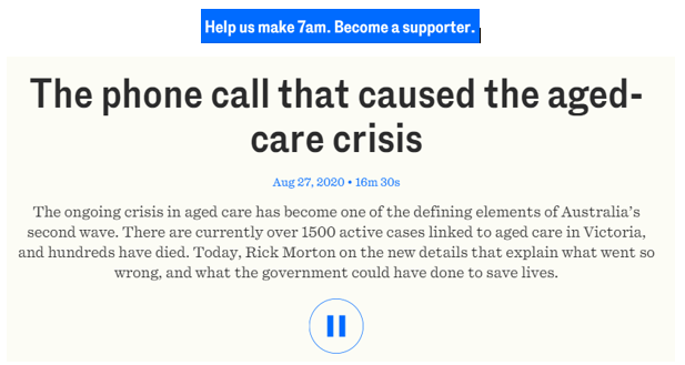 ‘Didn’t act in the face of all evidence’: directly linking the government to VIC aged care deaths post image