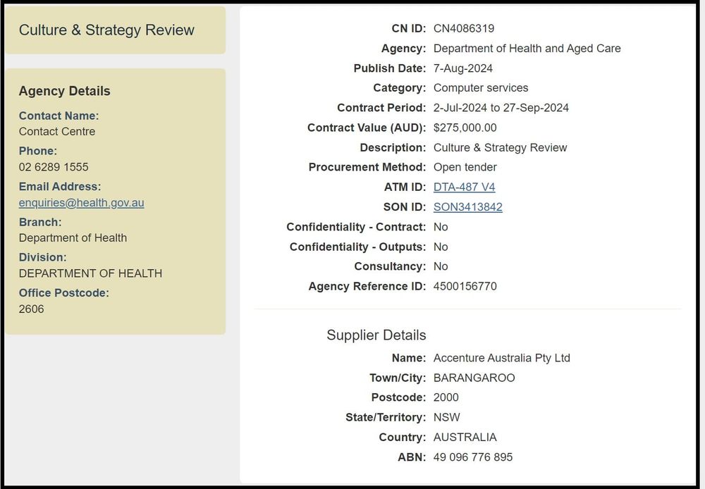 Govt tips another $275K into Accenture coffers for 87 days' work on "workplace culture" post image