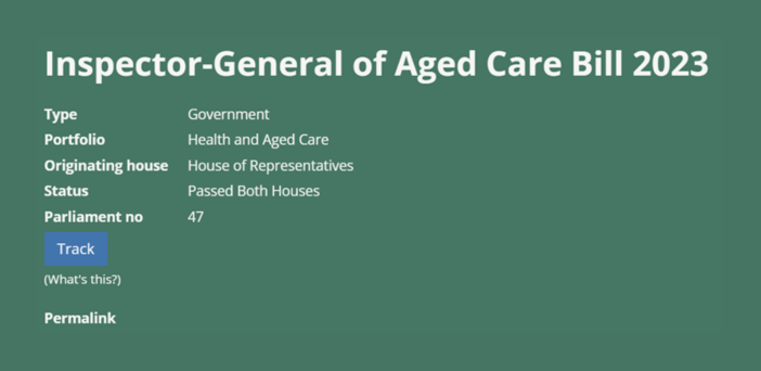 Inspector-General of Aged Care Bill passed post image