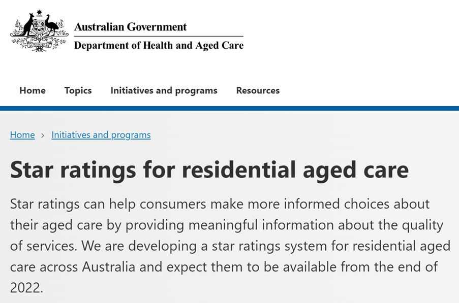Dept of Health and Aged Care reveals makeup of new residential care star ratings set for December post image