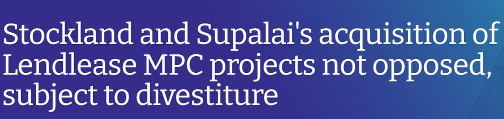 ACCC back Stockland and Supalai buying Lendlease's master planned communities with land lease community potential post image