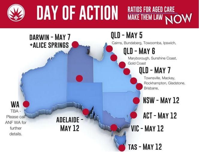 Queensland Nurses and Midwives’ Union (QNMU) holds march for aged care standards in Bundaberg post image