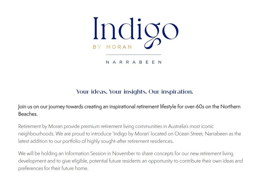 First Information Night for Retirement by Moran’s proposed $220M over 60s retirement village in Narrabeen, Sydney post image