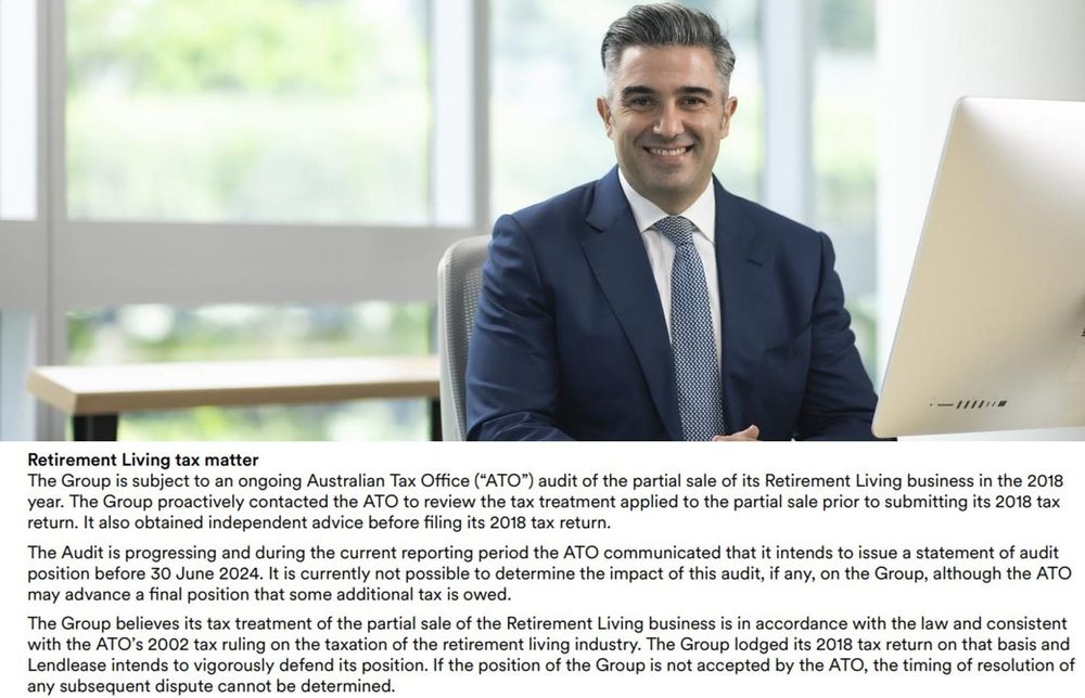 Lendlease states Australian Tax Office audit of its 2018 part-sale of its retirement living business a contingent liability post image