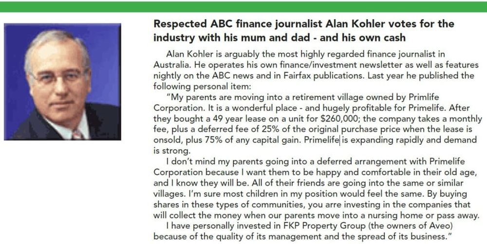 Alan Kohler goes rogue on retirement villages – seven years later post image