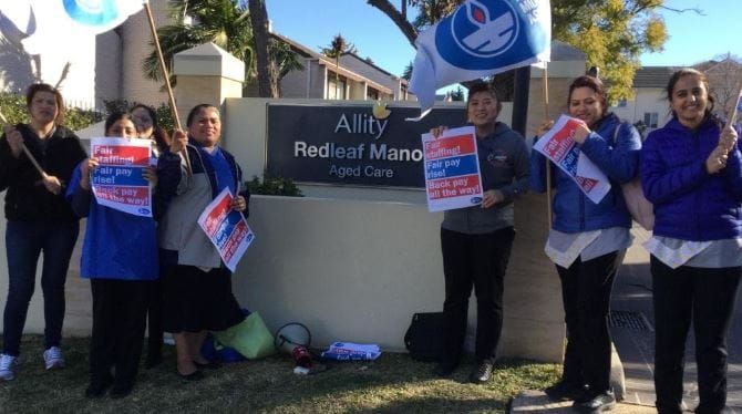 More staffing and a 3% pay rise: Sydney aged care nurses protest outside Allity facility post image