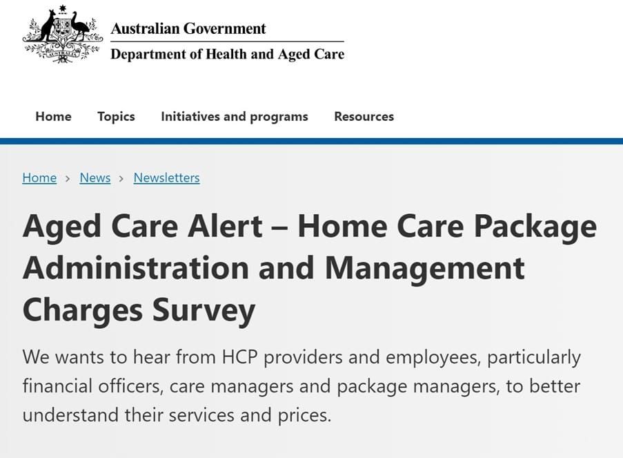 Department of Health and Aged Care surveys Home Care Package providers and employees post image