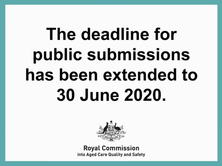 Royal Commission extends deadline for aged care submissions to 30 June 2020 post image