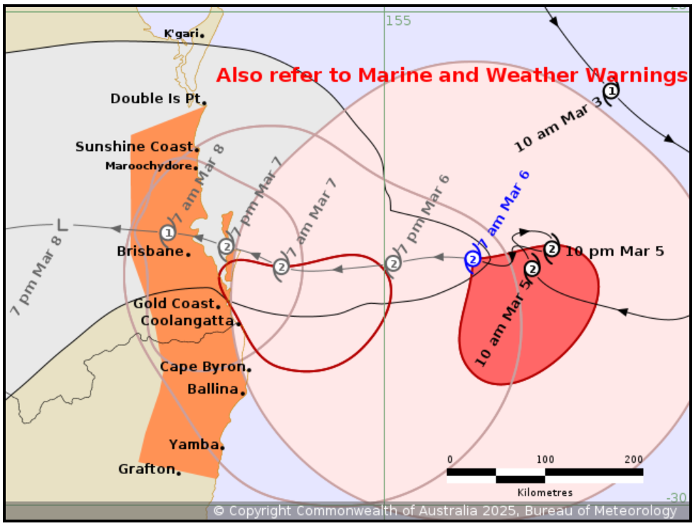 Cyclone Alfred landfall now forecast later than previously expected post image