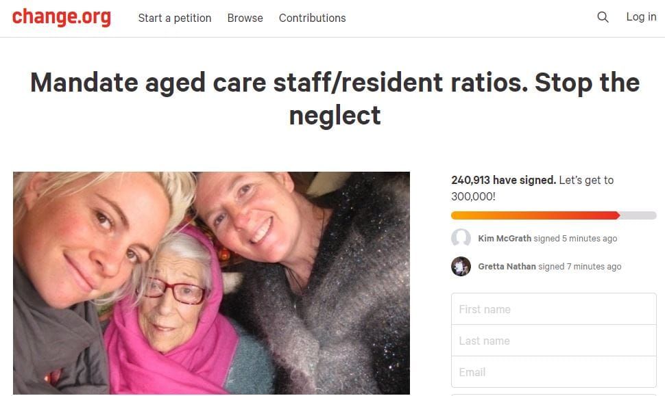 240,000-signature petition to mandate aged care staff ratios to be presented to Ken Wyatt this week post image