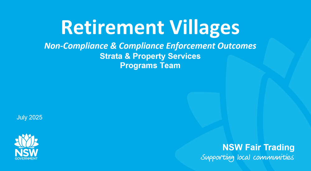 NSW Fair Trading will continue unannounced compliance visits for retirement villages post image