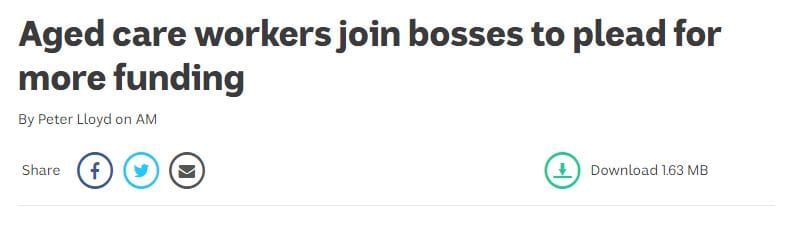 ABC Radio: aged care workers and providers plead for more funding post image