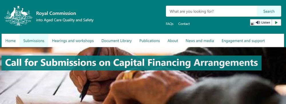 Royal Commission issues call out for submissions on capital financing arrangements for residential care post image