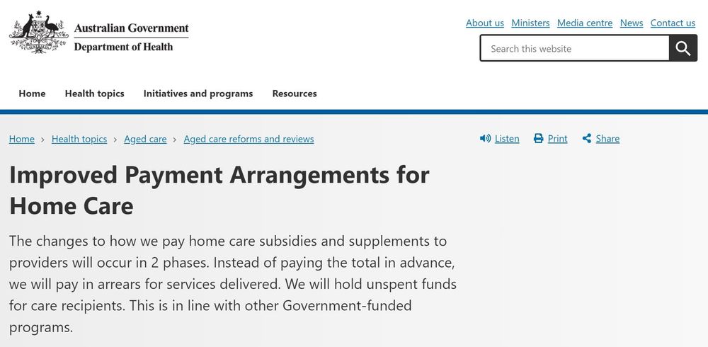 Clarification on new home care payment in arrears arrangements – can providers charge fees on the total package? post image
