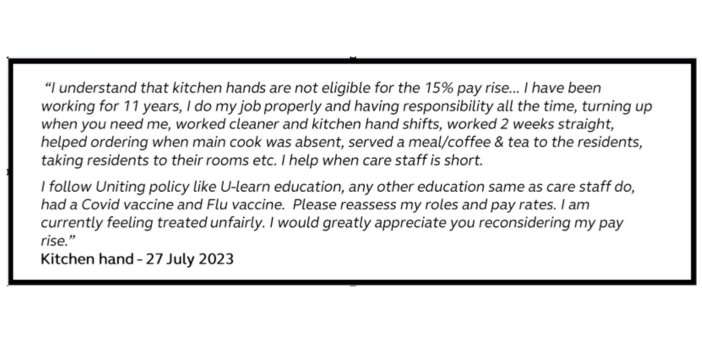Uniting backs 25% pay rise for indirect care workers post image