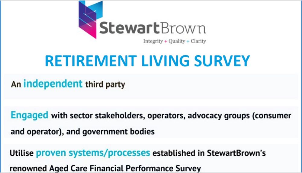 New independent retirement living benchmarking research announced by highly respected StewartBrown – commencing this month post image