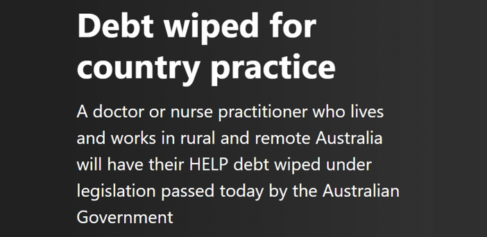 Fed Govt will wipe study debt of rural and remote doctors and nurses post image