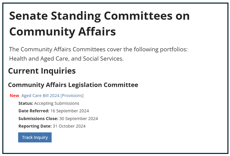 Attention operators: less than two weeks to lodge submissions for Senate Aged Care Bill inquiry post image