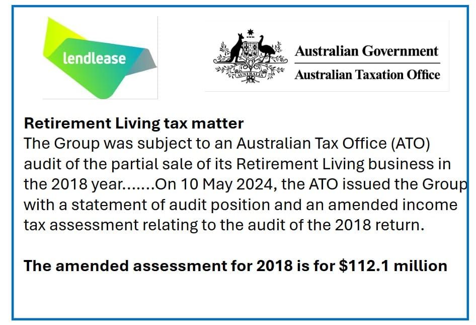 Lendlease hands over $44M to ATO over sale of retirement village business but still disputes wrongdoing and $112M claim post image