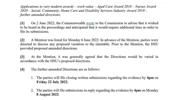 Aged workers’ pay claim decision put back to allow Albanese Government submission post image